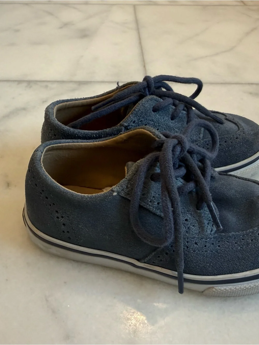 Janie and Jack Kids' Navy Suede Lace-Up Shoes Size 9